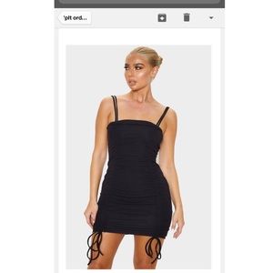 pretty little thing black ruched dress